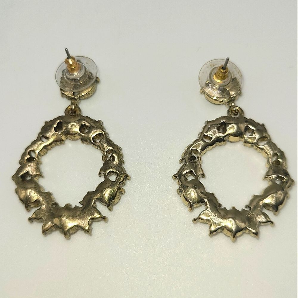Loft Rhinestone Hoop Dangle Earrings - Picture 3 of 5